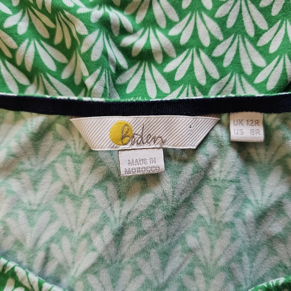 Boden Green A-Line Midi Stretch Dress Short Sleeve Crew Neck With Pockets - Picture 2 of 16